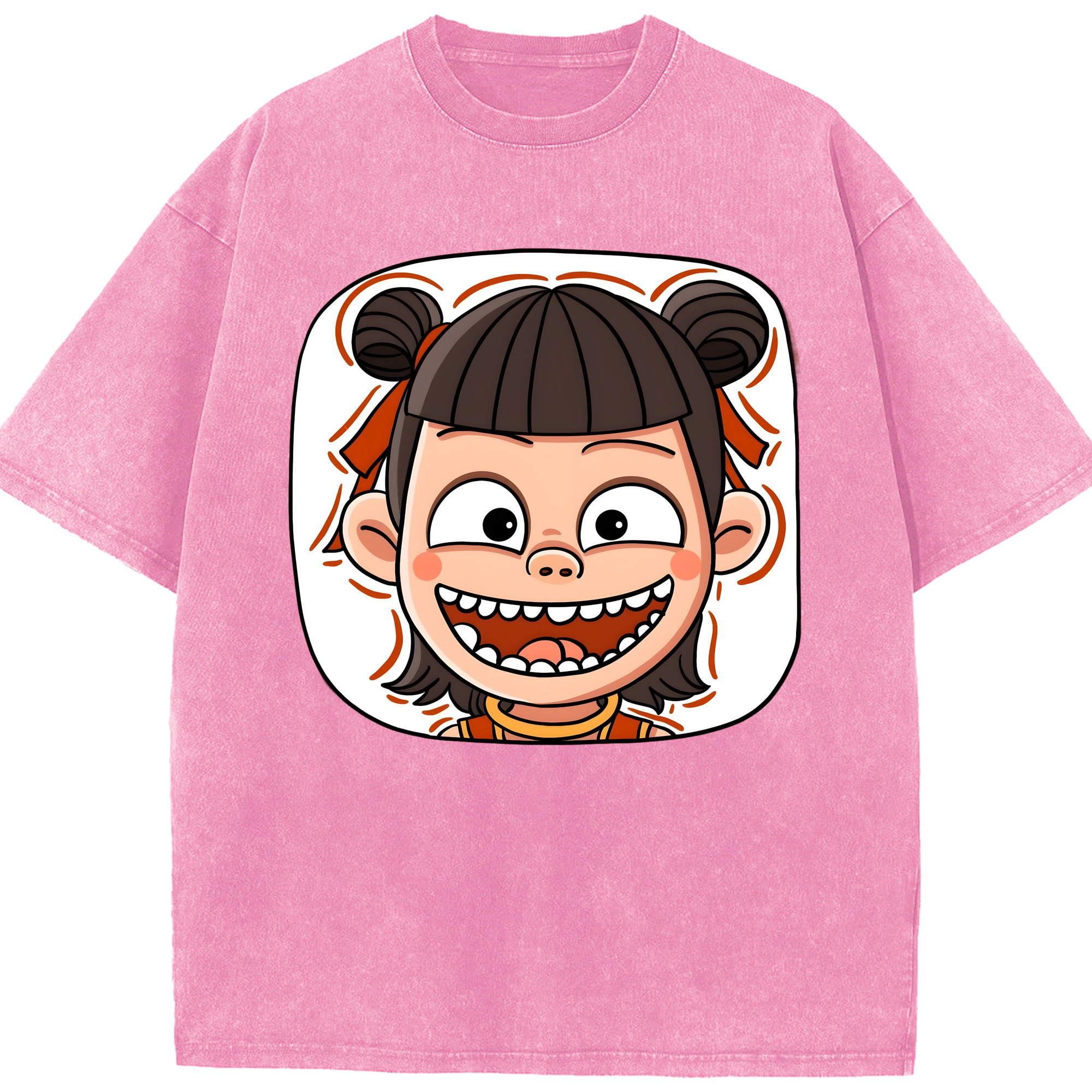 （画像用） Ne Zha 2 ナタ 魔童の大暴れ 綿100% ヴィンテージ風 半袖Tシャツ（フロントプリント）